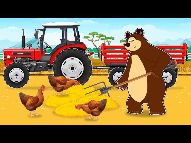 Hardworking farmer and Straw for Dairy Cows - The Bear Farm Life | Funny Vehicle Farm