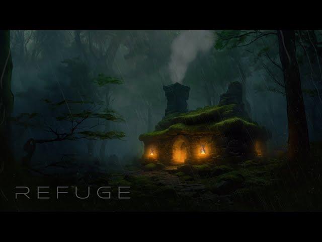 R E F U G E  -  Relaxing Futuristic Ambient with Immersive 3D Rain [4K] RELAX | STUDY | SLEEP