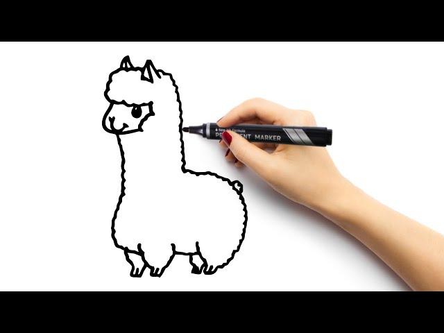 How to draw alpaca step by step  easy drawing | learn to draw | Drawing for kids | Рисуем альпаку