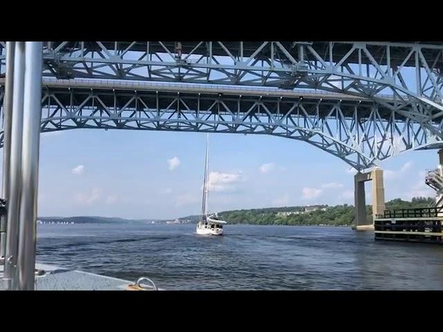 Go under the Gold Star Bridge on the Thames River Heritage Park Water Taxi