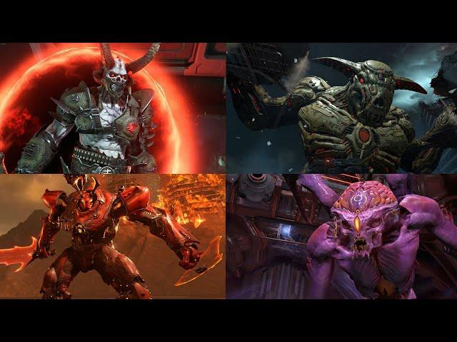 DOOM Eternal - All Boss Fight Intros And Glory Kills