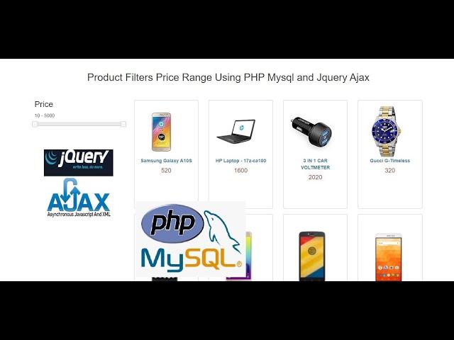 Product Filters Price Range Using PHP Mysql and Jquery Ajax