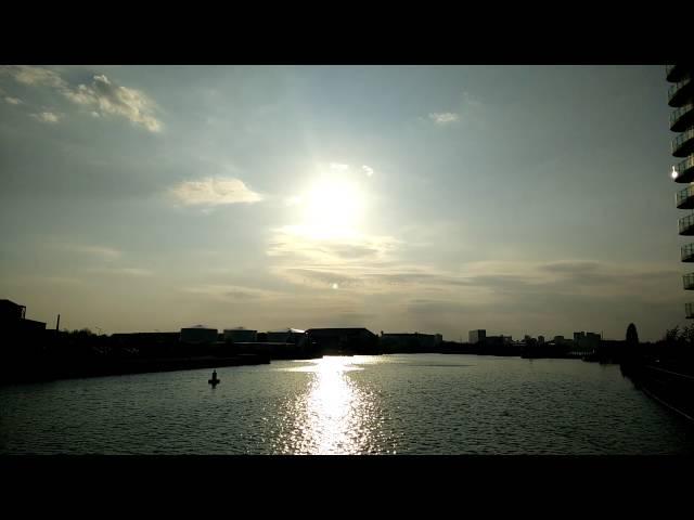 Sunset on the Media City UK water