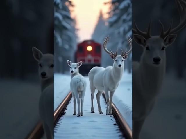 Deer's save the train accident ?#shortvideo #meowcat #animals #rescueefforts #wildliferescue