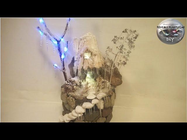 How to make a winter cottage covered with icicles - DIY Art Ideas