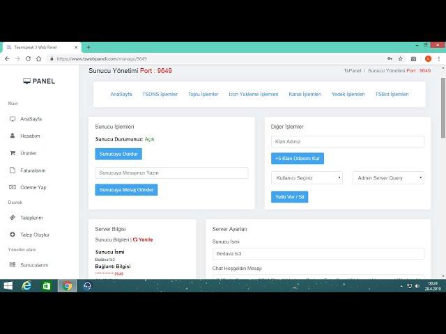 Bedava TS3 Sunucu Oluşturma Sorunsuz 2019 Herşeyi Değişen, Gelişmiş TsPanel, Query Yetkisi