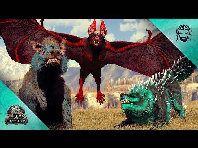 Every New Creature on ARK Fjordur! Fjordhawk, Andrewsarchus, Desmodus and Fenrir Showcase!