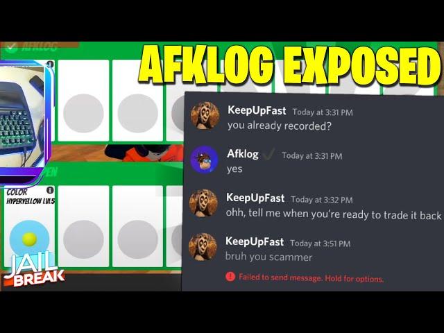 Afklog EXPOSED for SCAMMING A Fan Of A LEVEL 5 Hyperchrome! Roblox Jailbreak