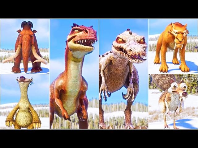 ICE AGE ANIMALS (MANNY, SID, SCRAT, DIEGO) VS DINOSAURS | JURASSIC WORLD EVOLUTION 2