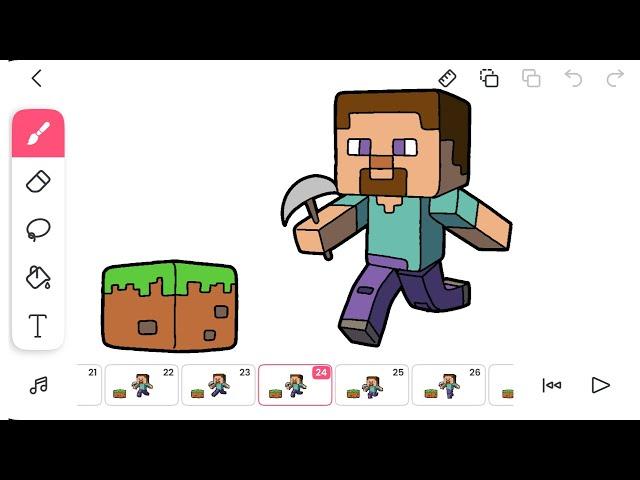 Flipaclip − MineCraft // Animating the Steve on flipaclip (timelapse)