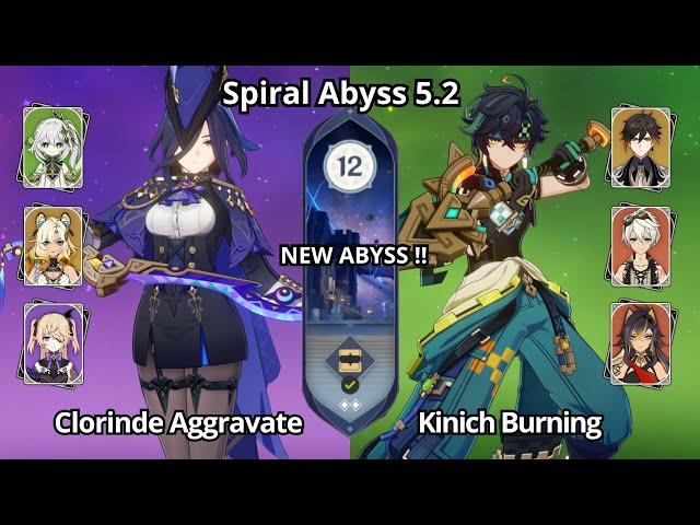 NEW ABYSS !! C0 Clorinde Aggravate & C0 Kinich Burning - Spiral Abyss 5.2 Floor 12 Genshin Impact