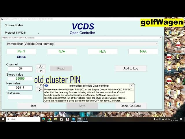 VCDS VW Instrument cluster swap