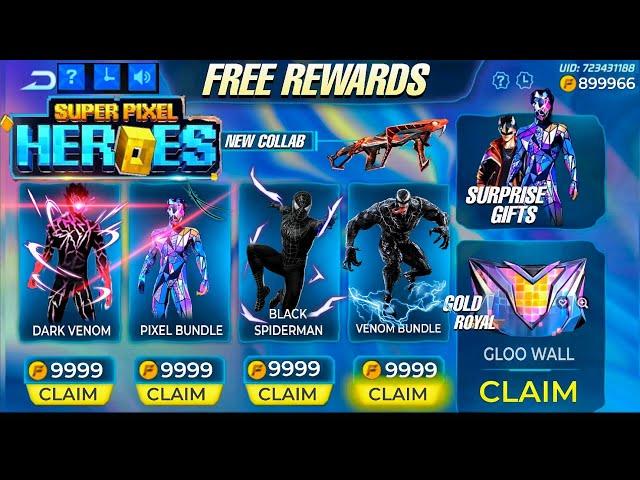 FF Max  Hero Pixel's  Free Bundles | Event Free Fire x Venom | FF Max New Event Update Today