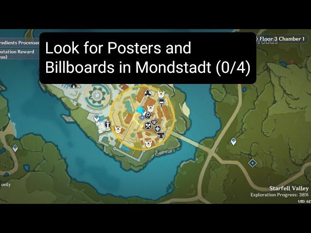 Look for Posters and Billboards in Mondstadt (0/4) || Genshin Impact