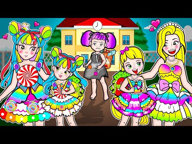 [paper doll] Rich Rainbow Family Good and Bad Friend Regrets | LOL Surprise DIYs