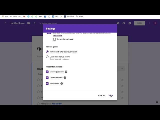 Google Forms: Quiz Settings and Answer Key