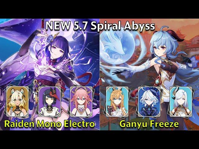 C2 Raiden Mono Electro & C0 Ganyu Freeze - Genshin Impact NEW 5.7 Spiral Abyss Full Clear