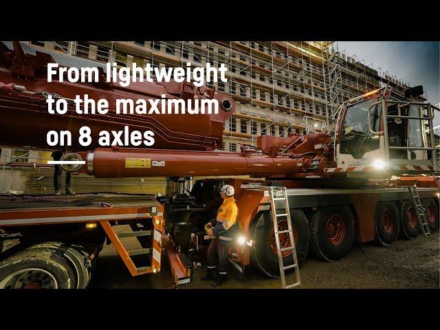 How can the boom of a Liebherr LTM 1650-8.1 mobile crane be mounted without an auxiliary crane?