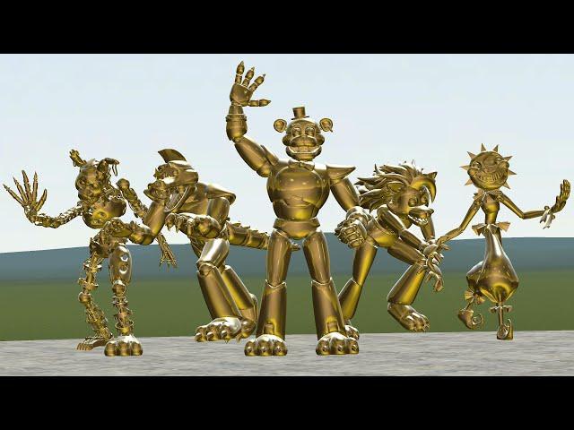 TURNING ALL FNAF Security Breach ANIMATRONICS INTO GOLD ON GMOD!