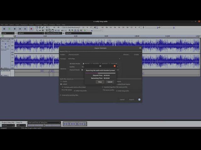 Audacity - Automatically split an audio file into multiple files using at the quiet/silenced parts