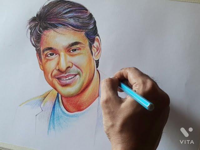 Siddharth Shukla Painting with Pencil Colour for Beginners /Jamil Art