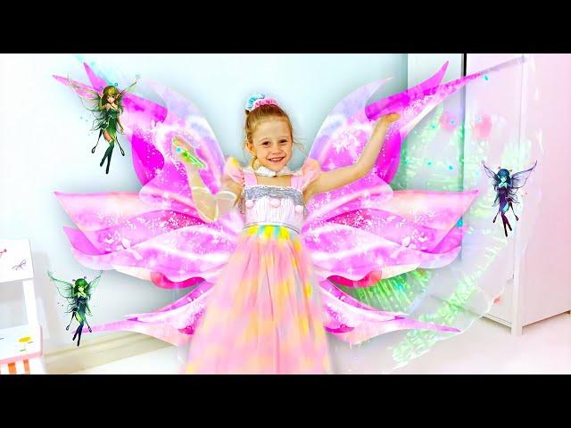 Nastya ve Yeni oyuncak Bebek Pixies Crystal Flyers