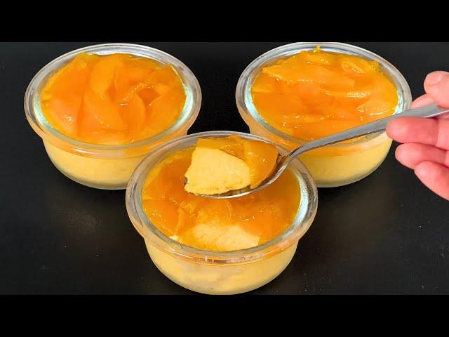 Just milk and peaches! The most delicious homemade dessert in 5 minutes! No baking!