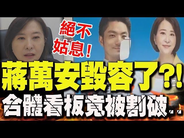 蔣萬安"毀容了"?!合體看板"竟被割破"..王鴻薇不忍了喊話"絕不姑息" 遭點名?罷團說話了