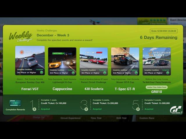 Gran Turismo 7 | Weekly Challenges December 2024 Week 3 - Group C Round 4 as Gr.1 & Credits [PS5]