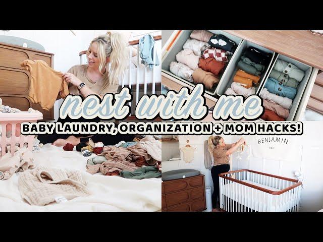 NEST WITH ME IN THE NURSERY! / Mom Hacks, Baby Laundry & Organization! / 8 Months Pregnant