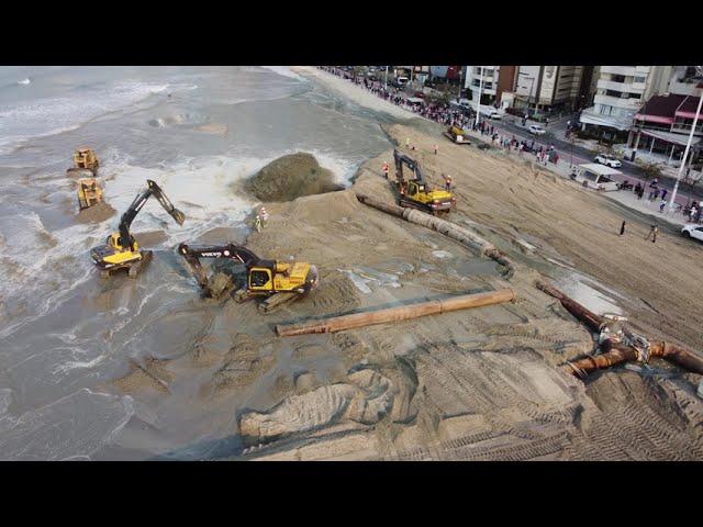 TERCEIRO DIA DE ALARGAMENTO EM BALNEÁRIO CAMBORIÚ, OBRAS RITMO INTENSO!!!