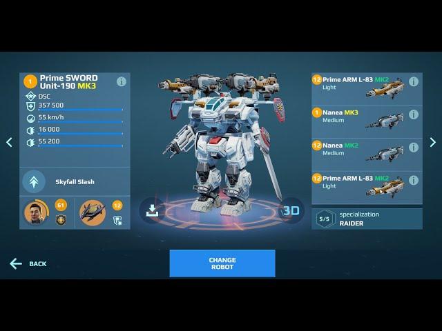 25 MILLION DAMAGE WITH PRIME SWORD UNIT - 190 MK3 War Robots