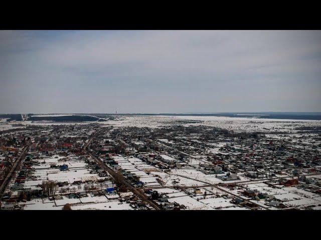 река Уса и село Шигоны Самарской области, весной с высоты