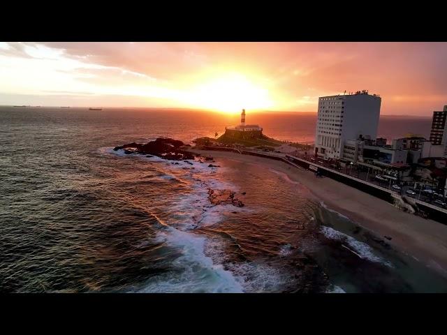 4K Ultra Sunset Lighthouse At Salvador Bahia Brazil Cityscapes Metropolis Scene Industrial Landscape