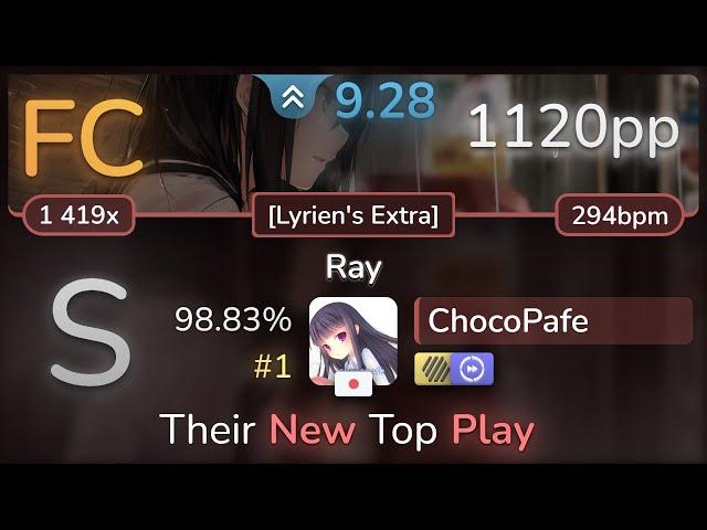 9.3⭐ ChocoPafe | PassCode - Ray [Lyrien's Extra] +HDDT 98.83% FC #1 | 1120pp - osu!