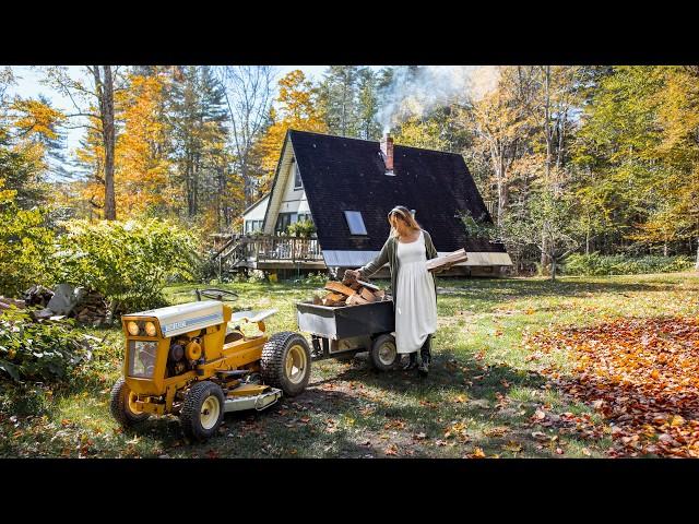 Autumn Cabin Life: Splitting Firewood, Foraging, Canning