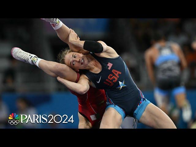 USA's Sarah Hildebrandt rolls her way into wrestling quarterfinals | Paris Olympics | NBC Sports