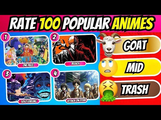 RATE 100 ANIMES  | Rate 100 Popular Animes  #animequiz