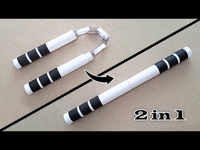 MAKING A HIDDEN NUNCHAKU FROM PAPER - ( Ninja Weapon 2 in 1 )