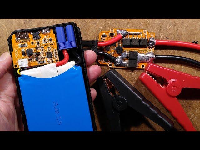 Inside a combined power bank and jump starter