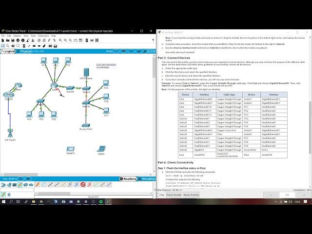 4.7.1 - Packet Tracer - Connect the Physical Layer