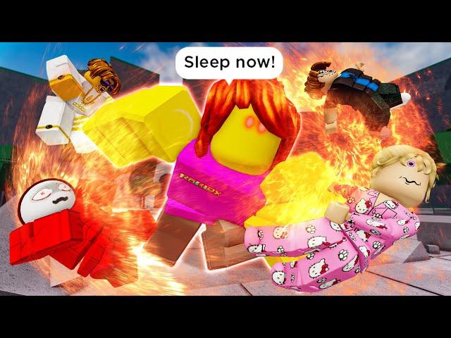 THE STRONGEST BATTLEGROUNDS: SNEAKY KJ AT BEDTIME  Roblox Brookhaven  RP - Funny Moments