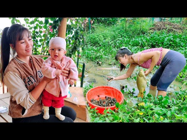 Farm Life - Single Mom Grinds Corn, Catches Fish, Picks Snails for Cooking