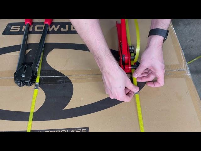 How to use a "Pallet Packaging Strapping Banding Kit Tensioner Tool Sealer"