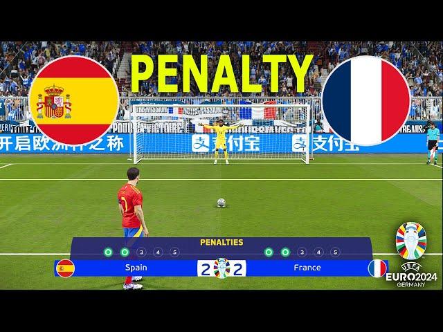 SPAIN vs FRANCE - Penalty Shootout | UEFA Euro 2024 - Semi - Final | PES Gameplay