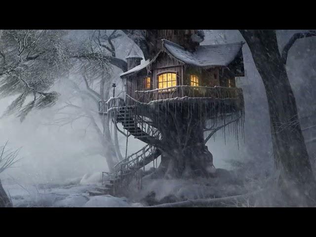 Arctic Snow Storm Sleep Sounds in a Tree House┇Howling Wind & Blizzard Sounds for Reduce stress