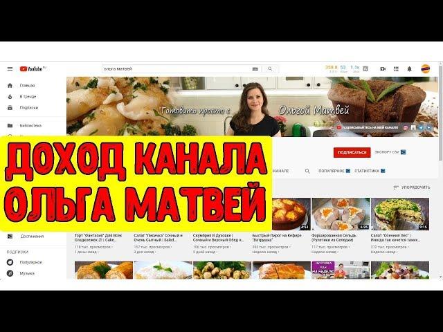 Доход канала ОЛЬГА МАТВЕЙ на Youtube