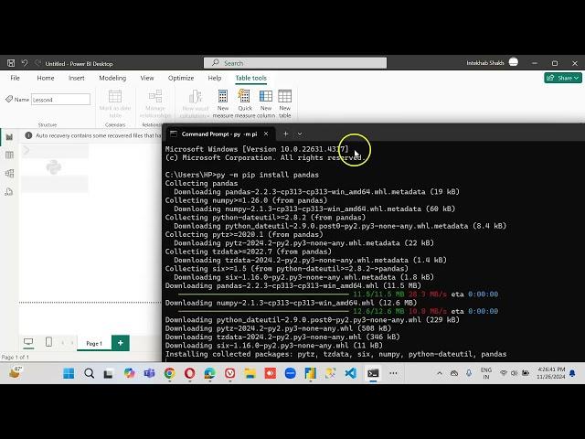 Lesson114-  Python visual - Install pandas and matplot - Power BI 1000 Videos