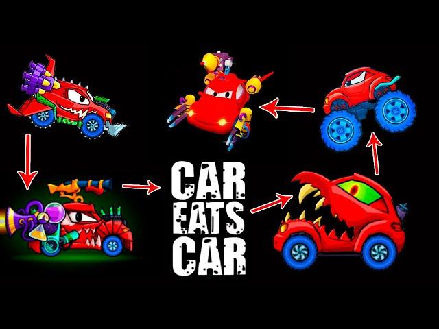 Машина БИТЛИ из Car Eats Car 1 2 3 4 5! Как изменилась хищная красная тачка во всех частях игры