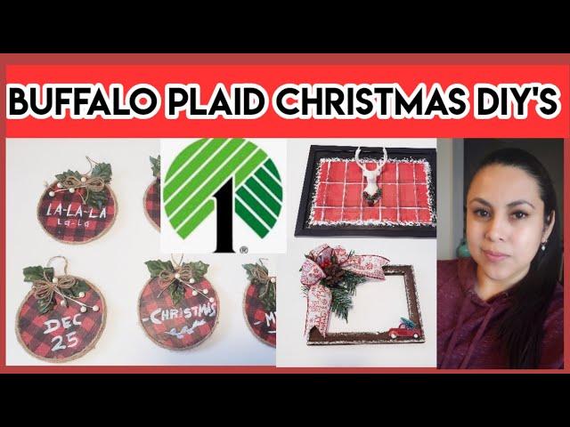 DOLLAR TREE DIY~CHRISTMAS ORNAMENTS DIYS~ BUFFALO PLAID.